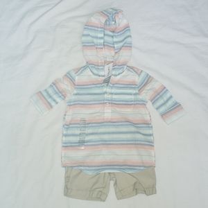 Carter's 2Pc Khaki Playset w/Hooded Stripe Top